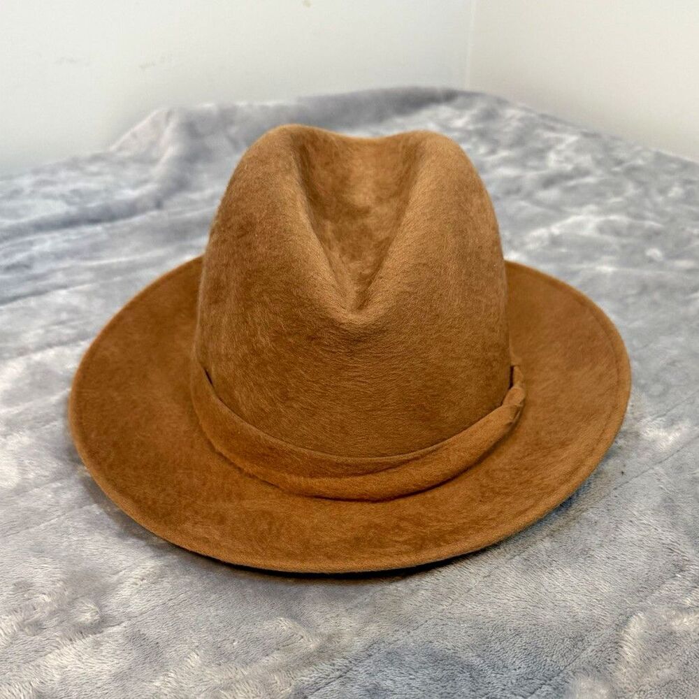 Vintage Dynafelt Men's Fedora Hat Size 7 5/8 Brown Solid Classic Dress Style